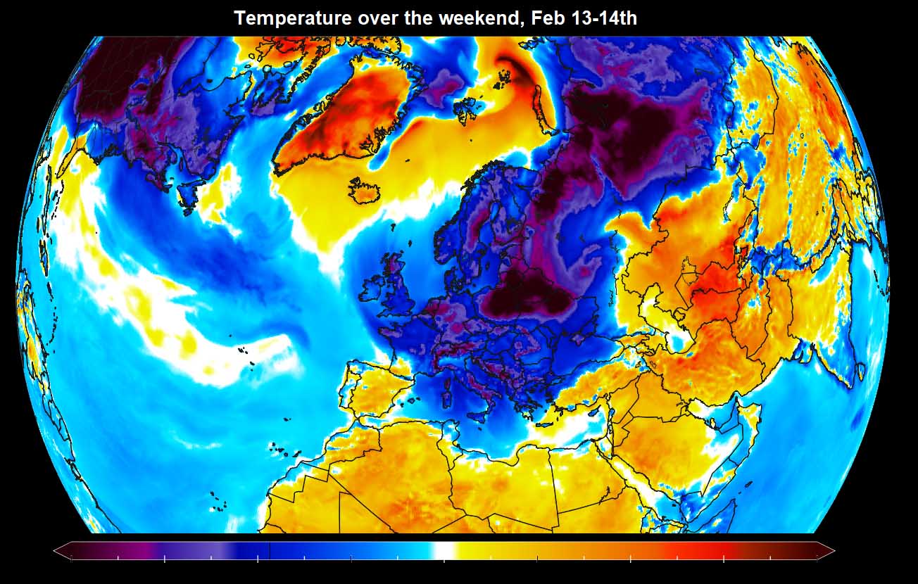 Cold wave under the break-off lobe of Polar Vortex heads further south