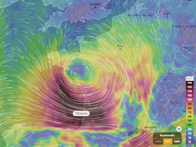 Powerful windstorm over the Bay of Biscay, N Spain and SW France Feb