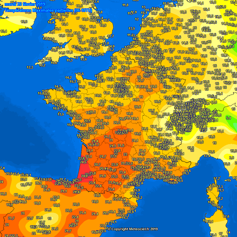 Impressive spring like temperatures across Europe today, Feb 26th