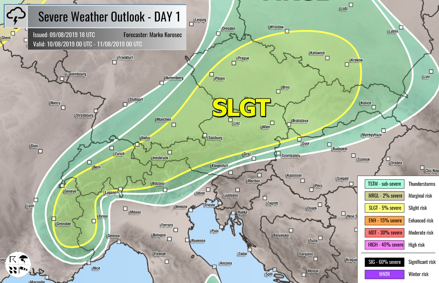 Outlook DAY 1 (valid 10/08/2019) » Severe Weather Europe