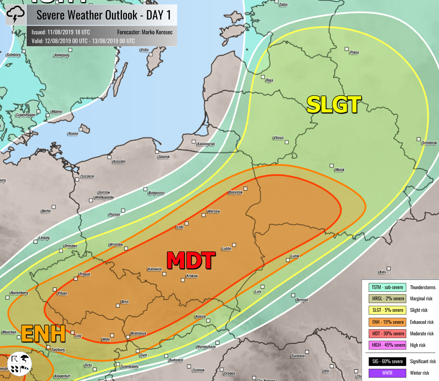 Outlook DAY 1 (valid 12/08/2019) » Severe Weather Europe