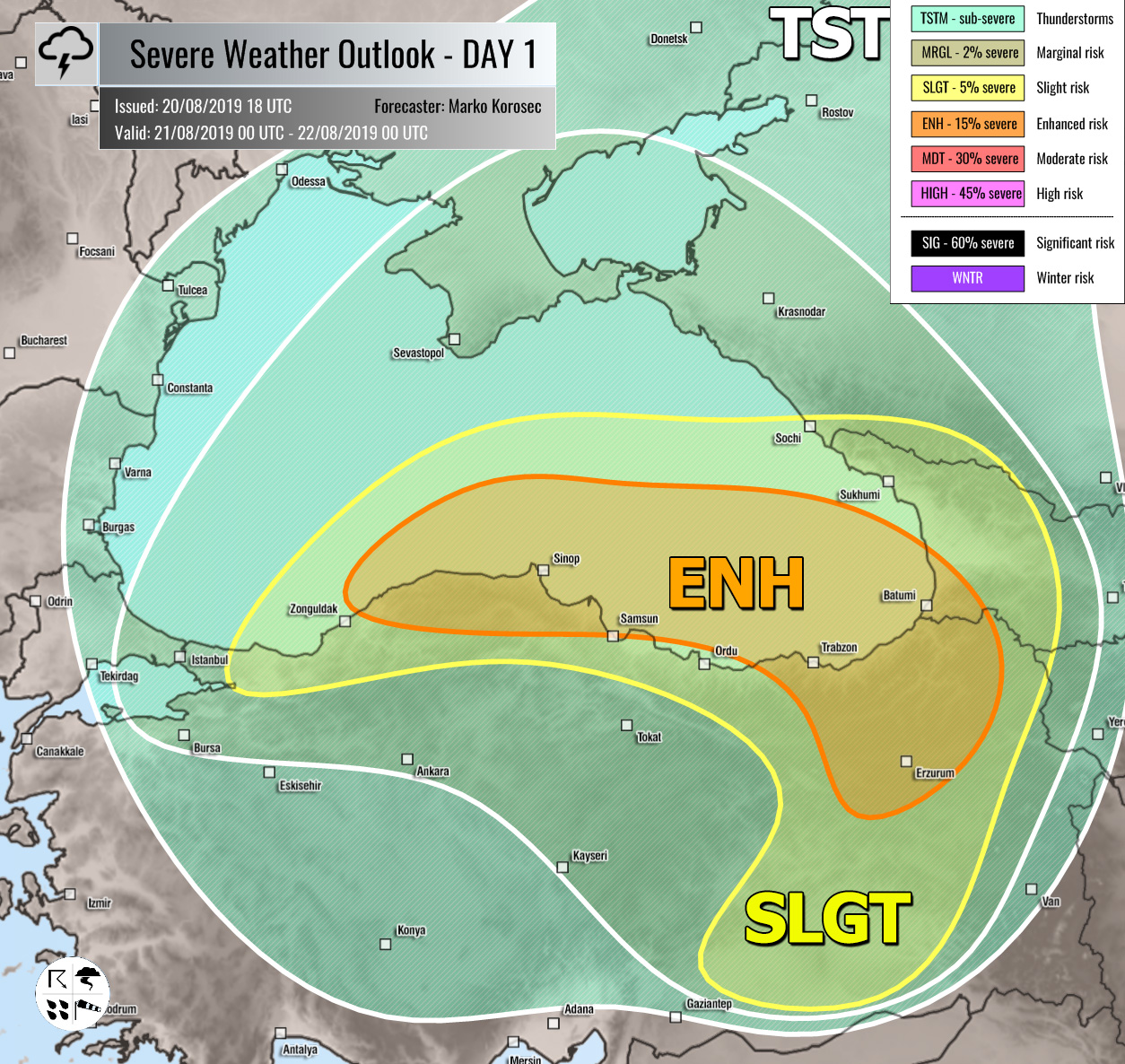 Outlook DAY 1 (valid 21/08/2019) » Severe Weather Europe