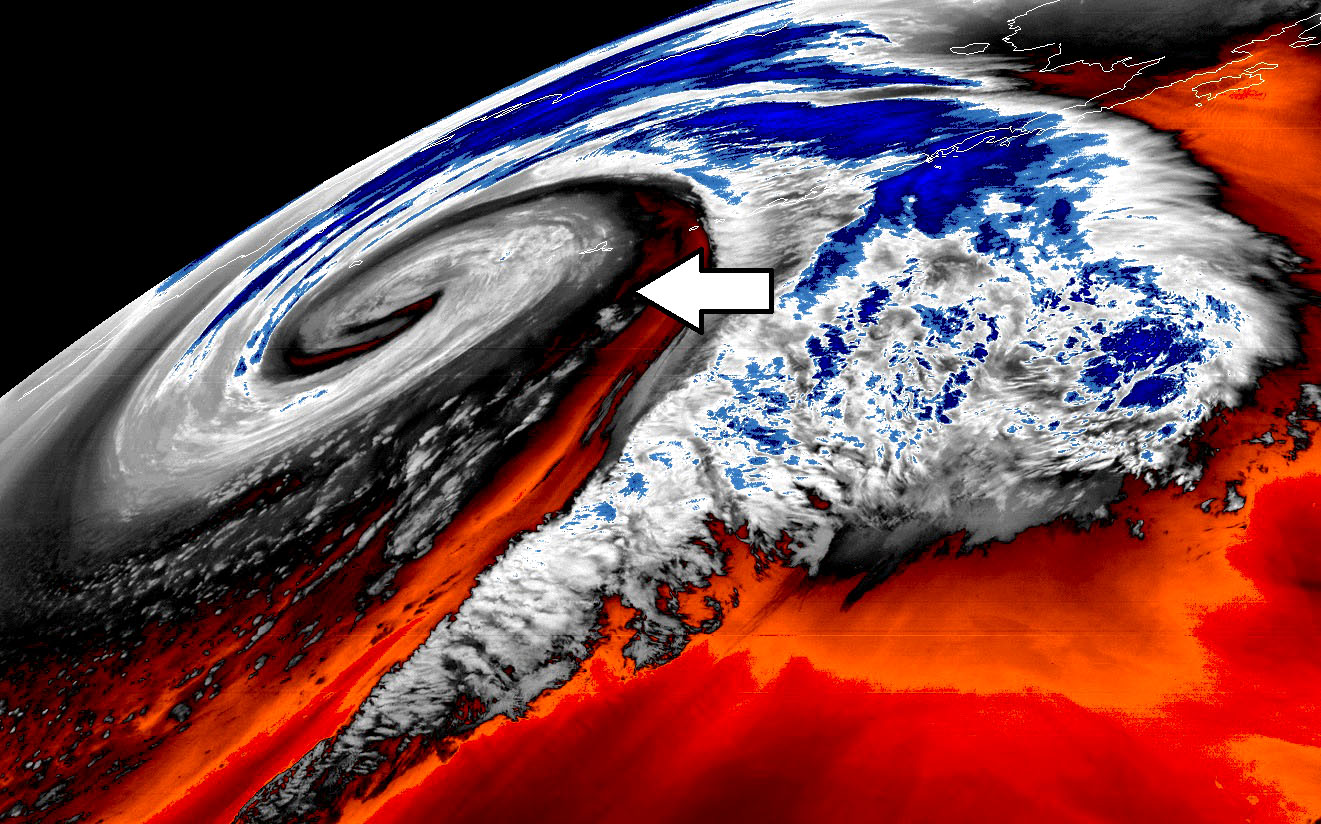 The perfect storm monster extratropical cyclone over the North