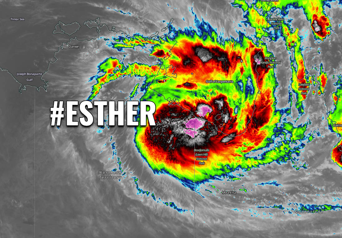Tropical Cyclone #Esther is making landfall as a Category 1 system on