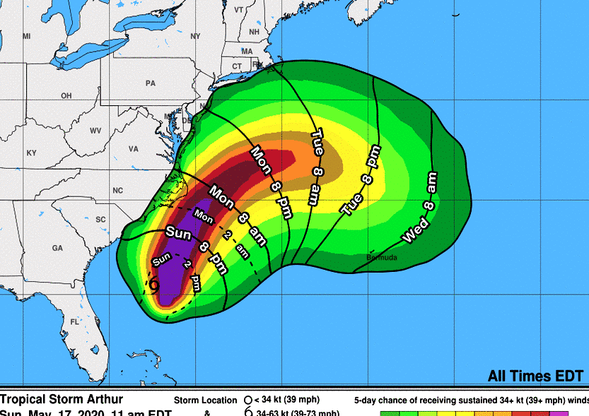 Storm Arthur forms in the Atlantic - the first tropical storm of the season