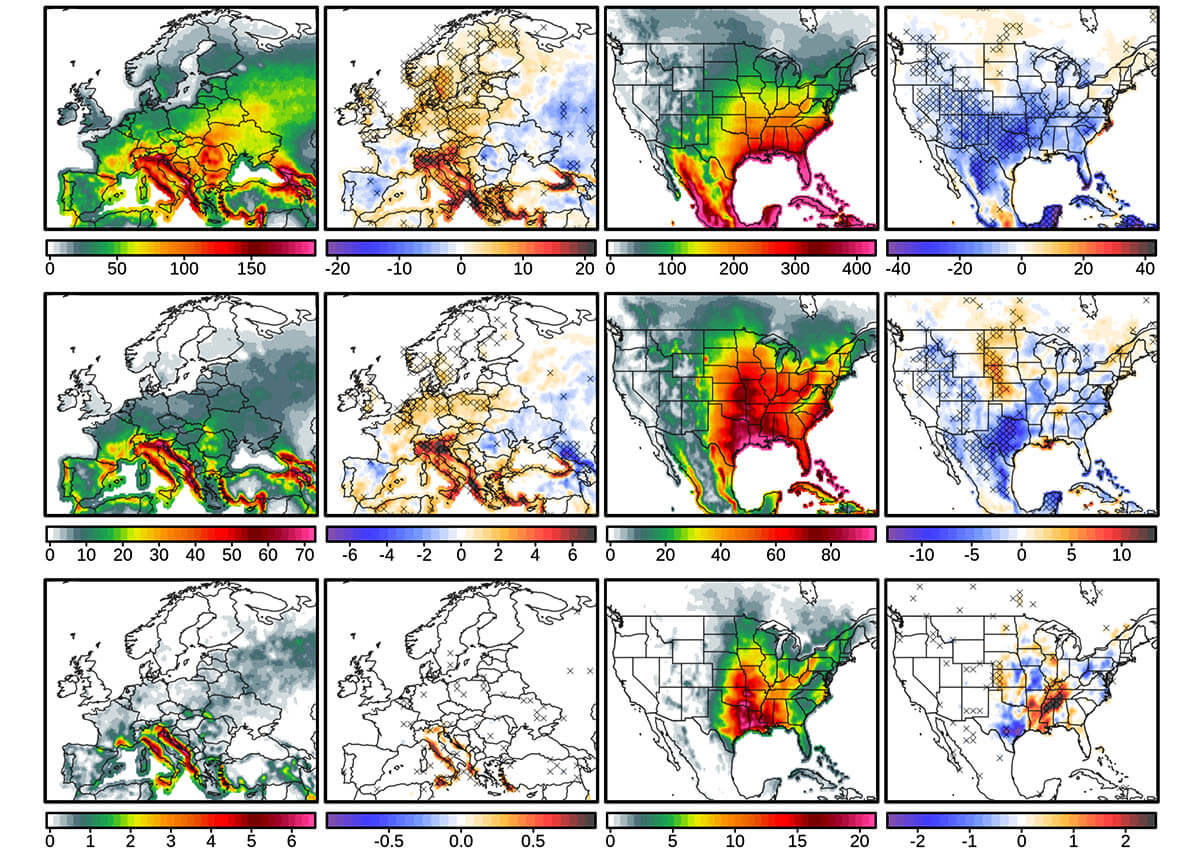 thunderstorm trends europe united states