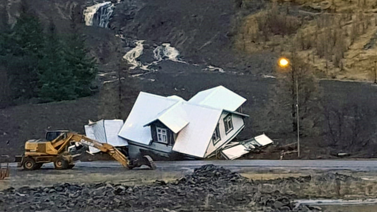 extreme rain iceland landslide