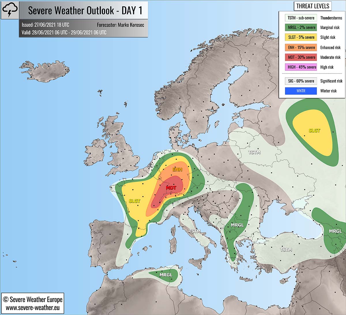 severe weather outlook june28th 2021 europe