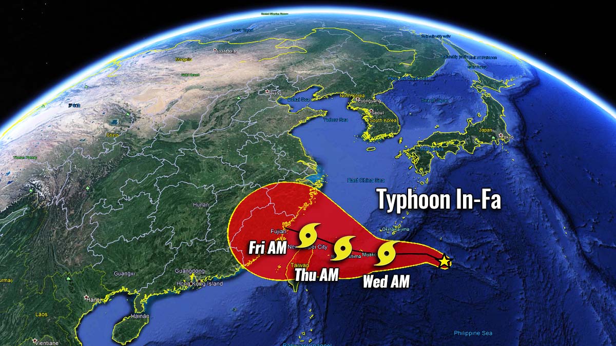 pacific typhoon season 2021 in-fa taiwan potential track