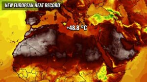 record heatwave mediterranean italy spain portugal