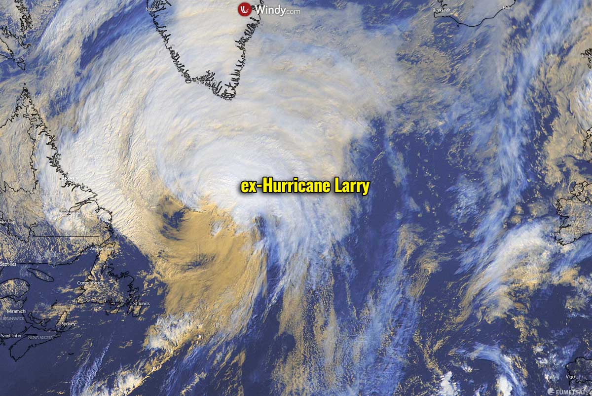 atlantic hurricane season 2021 larry winter storm forecast snow greenland visible satellite