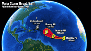 atlantic hurricane season 2021 major storm sam caribbean