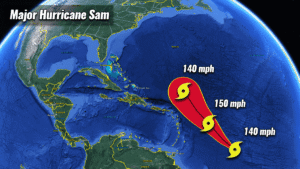 atlantic hurricane season major storm sam now category four