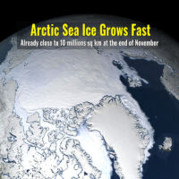 Arctic sea ice is growing faster than avergae in bovember 2021
