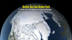 Arctic sea ice is growing faster than avergae in bovember 2021