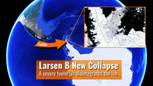 severe foehn storm collapsed 400 square kilometers antarctica larsenb ice shelf plate