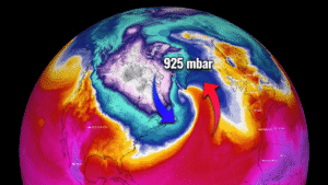 The Nor'Easter Winter Storm Quinlan heads into the North Atlantic on Monday, explosively intensifying into the deepest Bomb Cyclone of the cold season