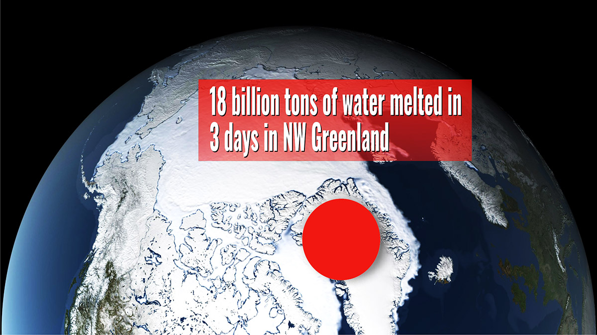 greenland ice sheet lost 18 billion tons water