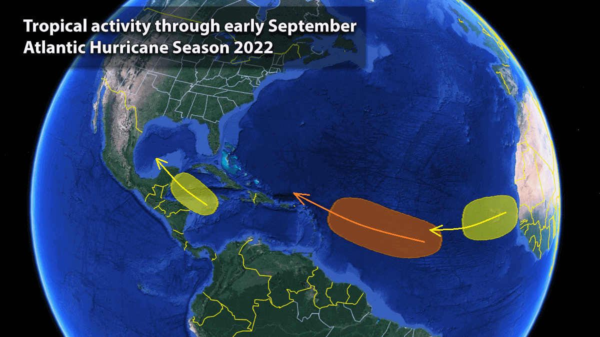 Atlantic Tropical Activity Awakening as Hurricane Season 2022 heads towards its peak month of September