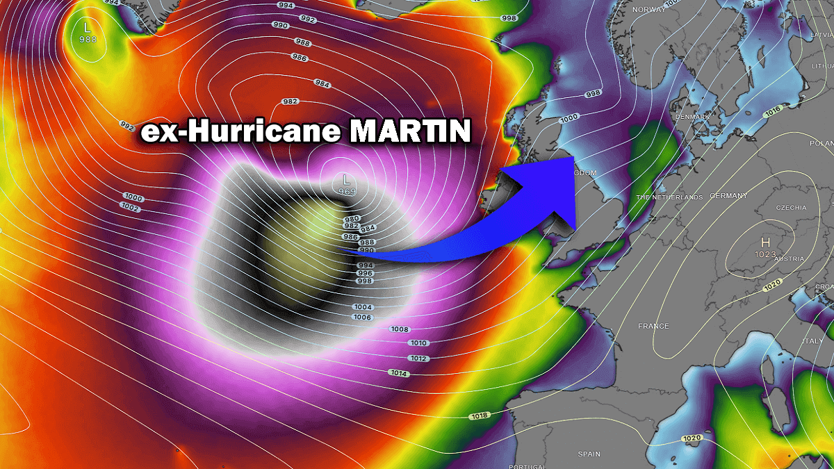 Atlantic Hurricane Season 2022 delivers ex-hurricane Martin towards Europe this weekend, threat for severe windstorm and major waves for Ireland and UK is forecast