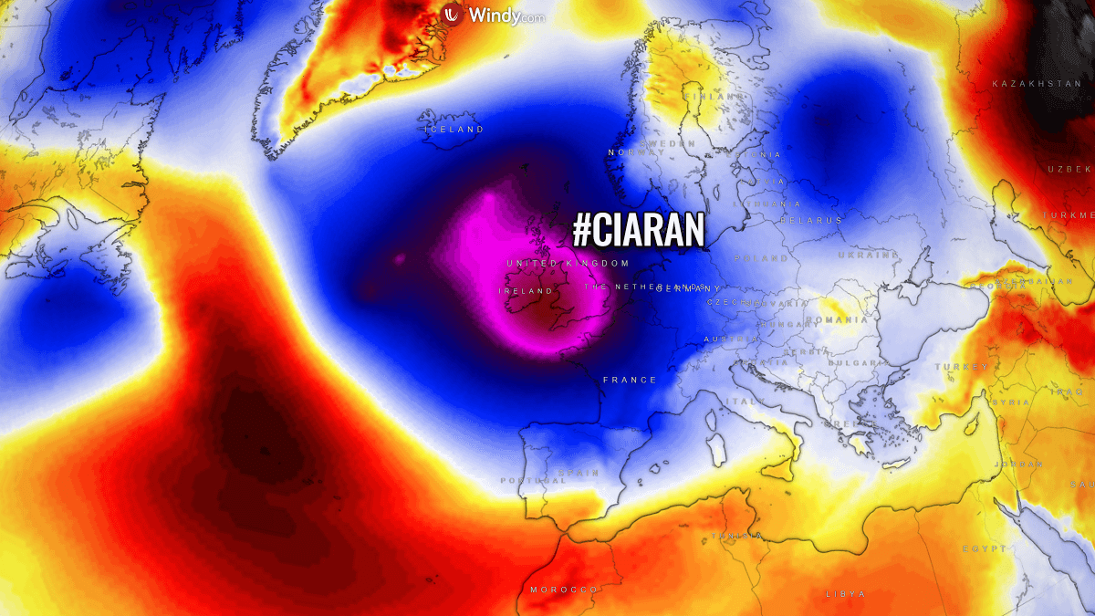 powerful north atlantic storm ciaran windstorm forecast uk ireland france