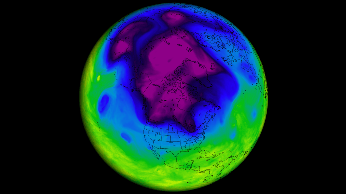 Polar Vortex over the Arctic, Canada and the northern United States as winter 2026/2027 approaches