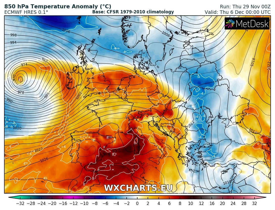 Much Warmer Weather Across Of Europe Through Early December Severe