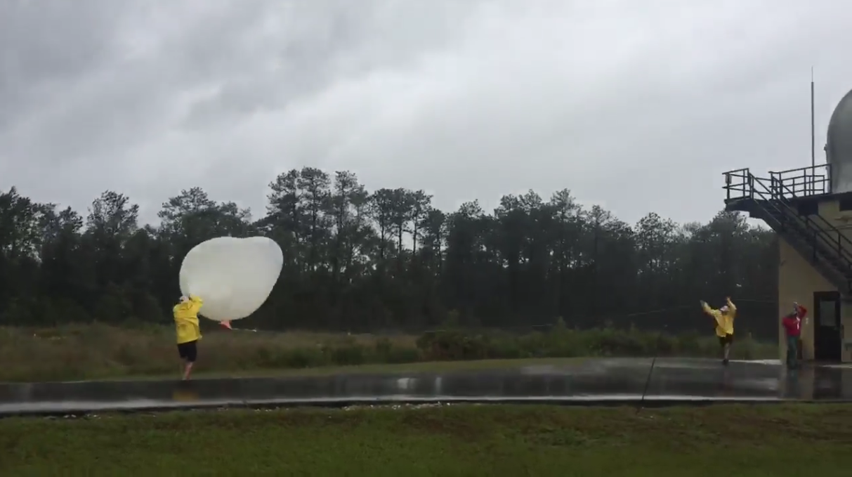 Meteorologists launched a weather balloon during hurricane Florence